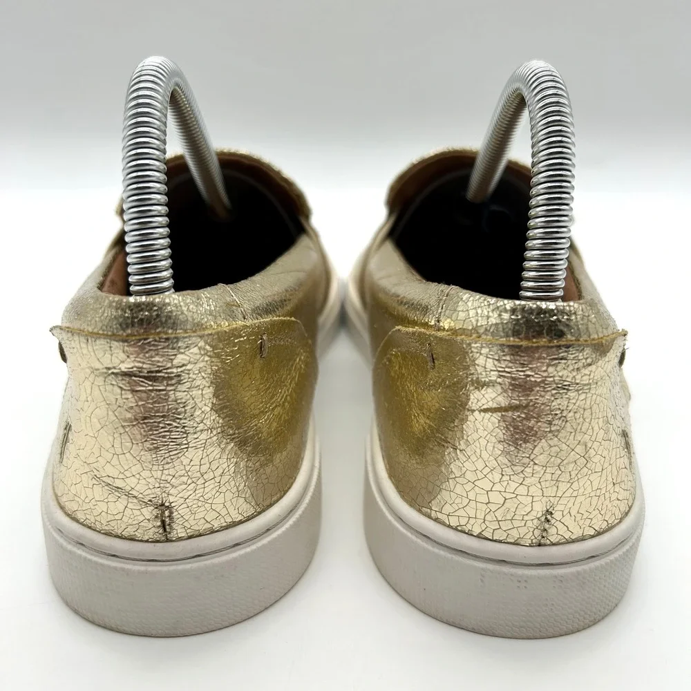 Frye Ivy Slip On Sneakers‎ Men's 8 Gold Leather Casual Walking Shoes
